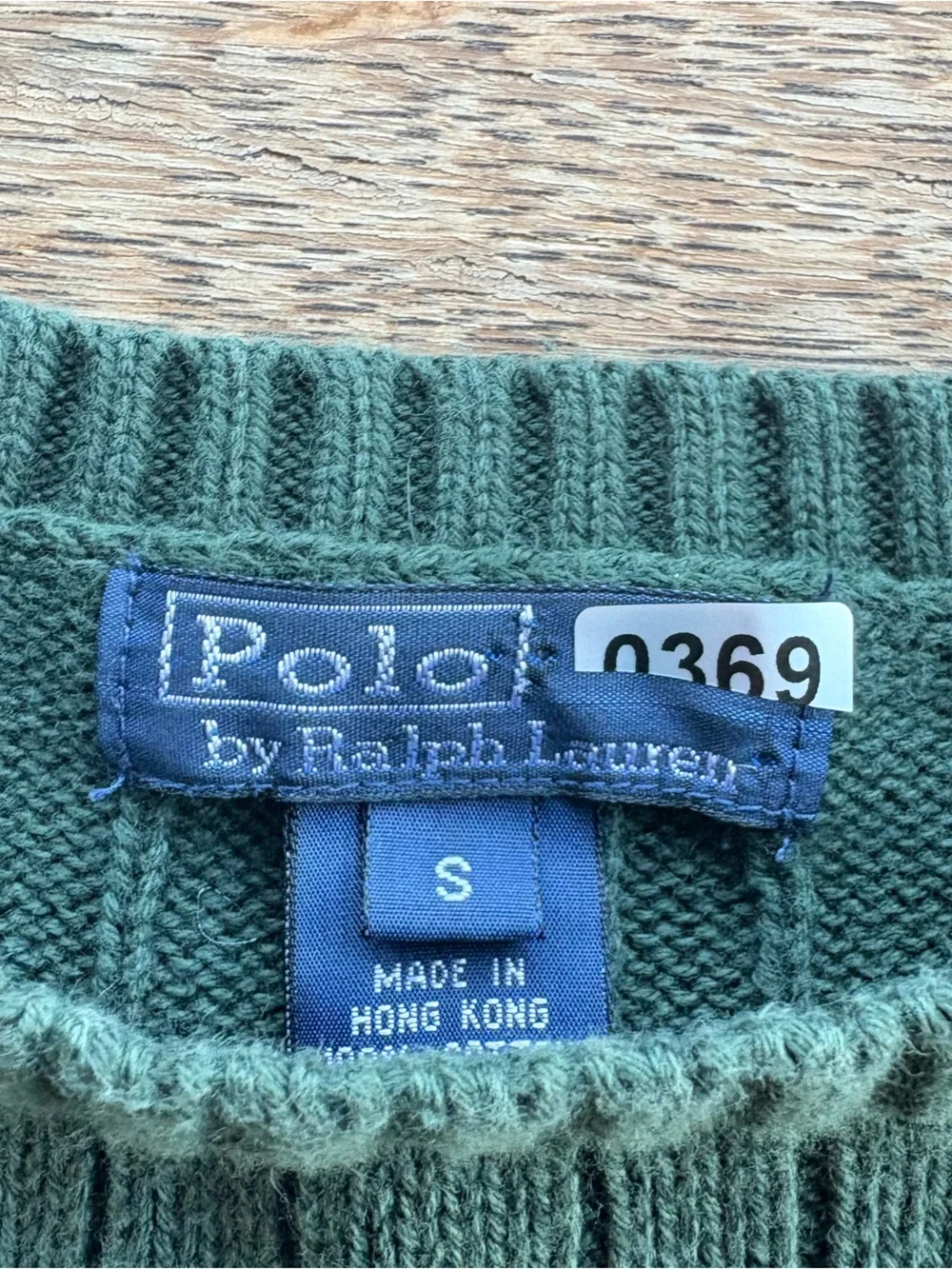 Polo by Ralph Lauren Green Cable-Knit Crewneck Sweater Youth Size Small 0369